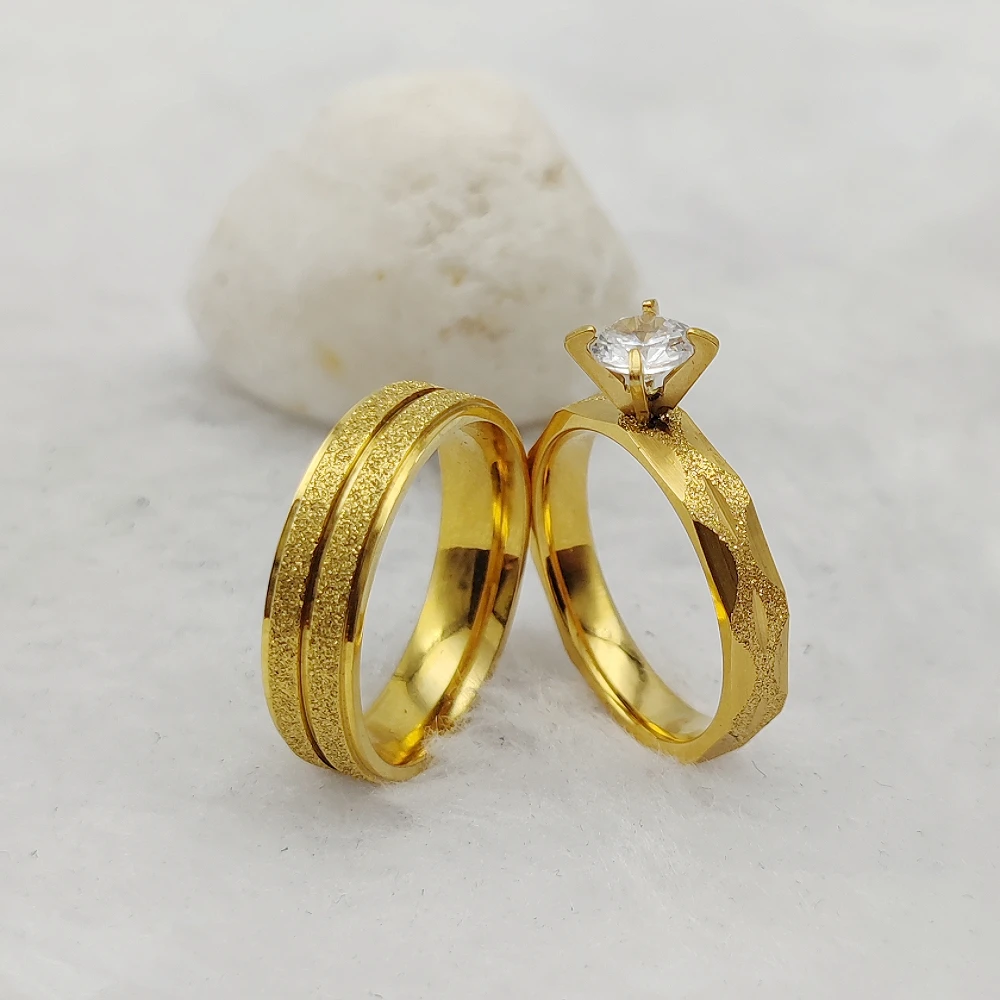 Anillo de compromiso chapado en oro de 24 quilates para mujer, anillo de piedras grandes, anillos de boda, última tendencia de alianzas