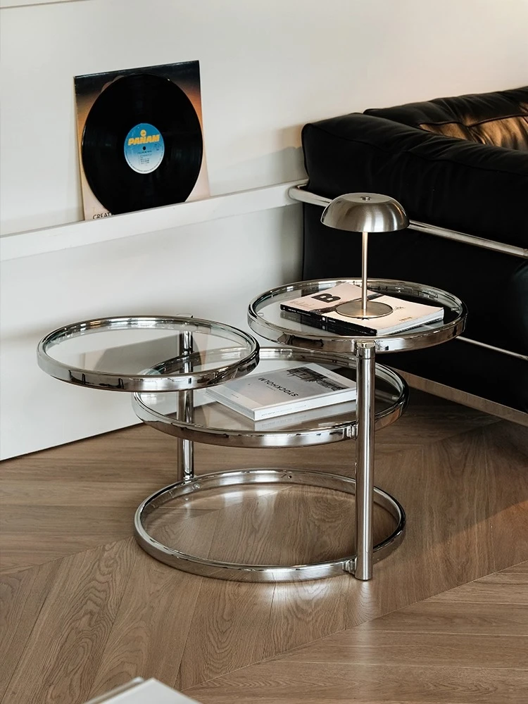 Couchtisch Haushalt Wohnzimmer Sofa Kaffee Edelstahl rund rotierender Kaffee