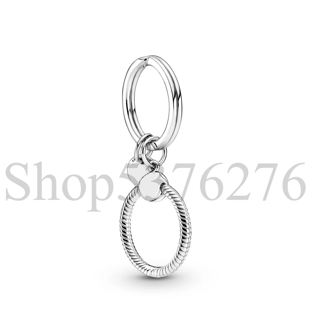 

Authentic 925 Sterling Silver Moments Logo Signature Charm Key Ring Fit Fashion Women Bead Dangle Charm Gift DIY Jewelry