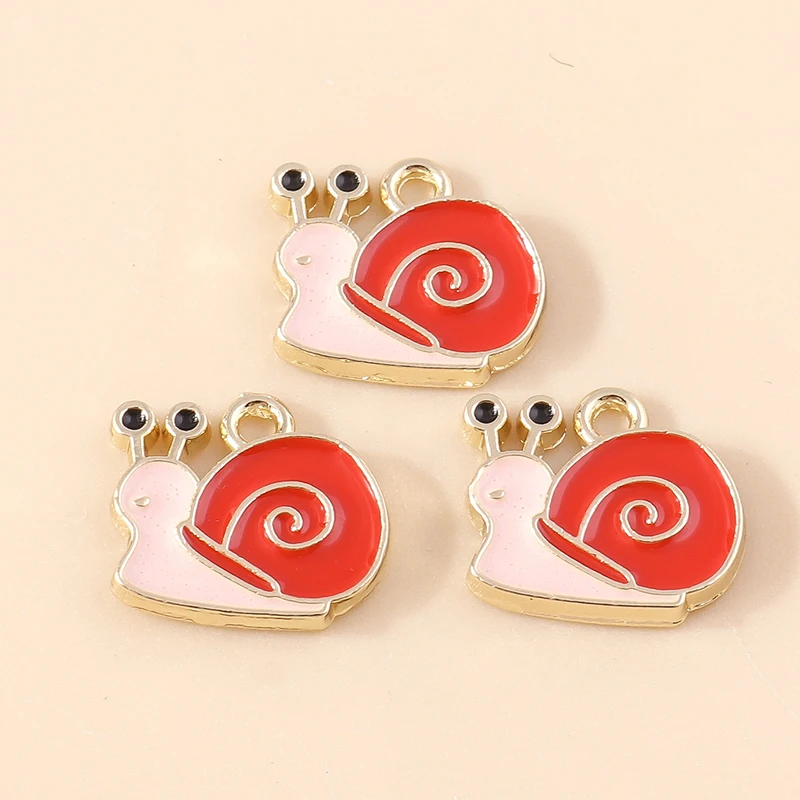 20 Stück 13 x 12 mm Cartoon-Emaille-Tier-Schnecke-Charms-Anhänger für Schmuckherstellung, Halsketten, Ohrringe, Armbänder, DIY-Bastelzubehör – Detail 3