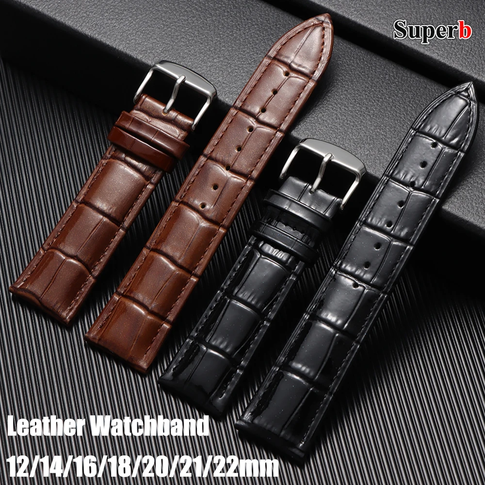 Universal Replacement Vintage Cowhide Watch Strap Business Watchband for Men Women 12mm 14mm 16mm 18mm 20mm 21mm 22mm Watch Band