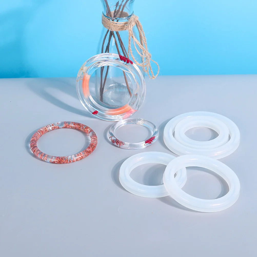 

3Pcs Simple Crystal Epoxy Mould DIY Bracelet Silicone Bangle Molds Add Glitter Beads Dry Flower for Fun Handmade Projects