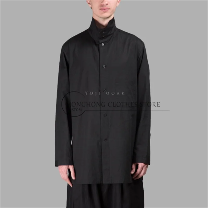 

100% pure cotton high-neck mid-length shirt, independently designed high-quality custom-sized men's top