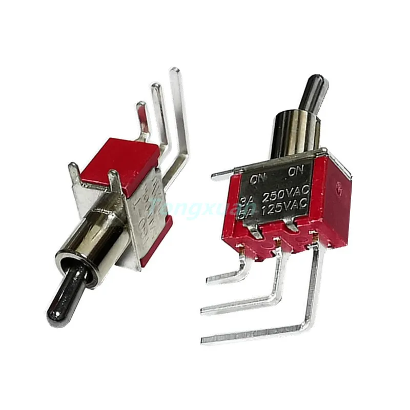 2pc SH T80-T 3/6Pins SPDT DPDT ON ON 2 Positions Vertical Right Angle PCB Mount Mini Toggle Switch