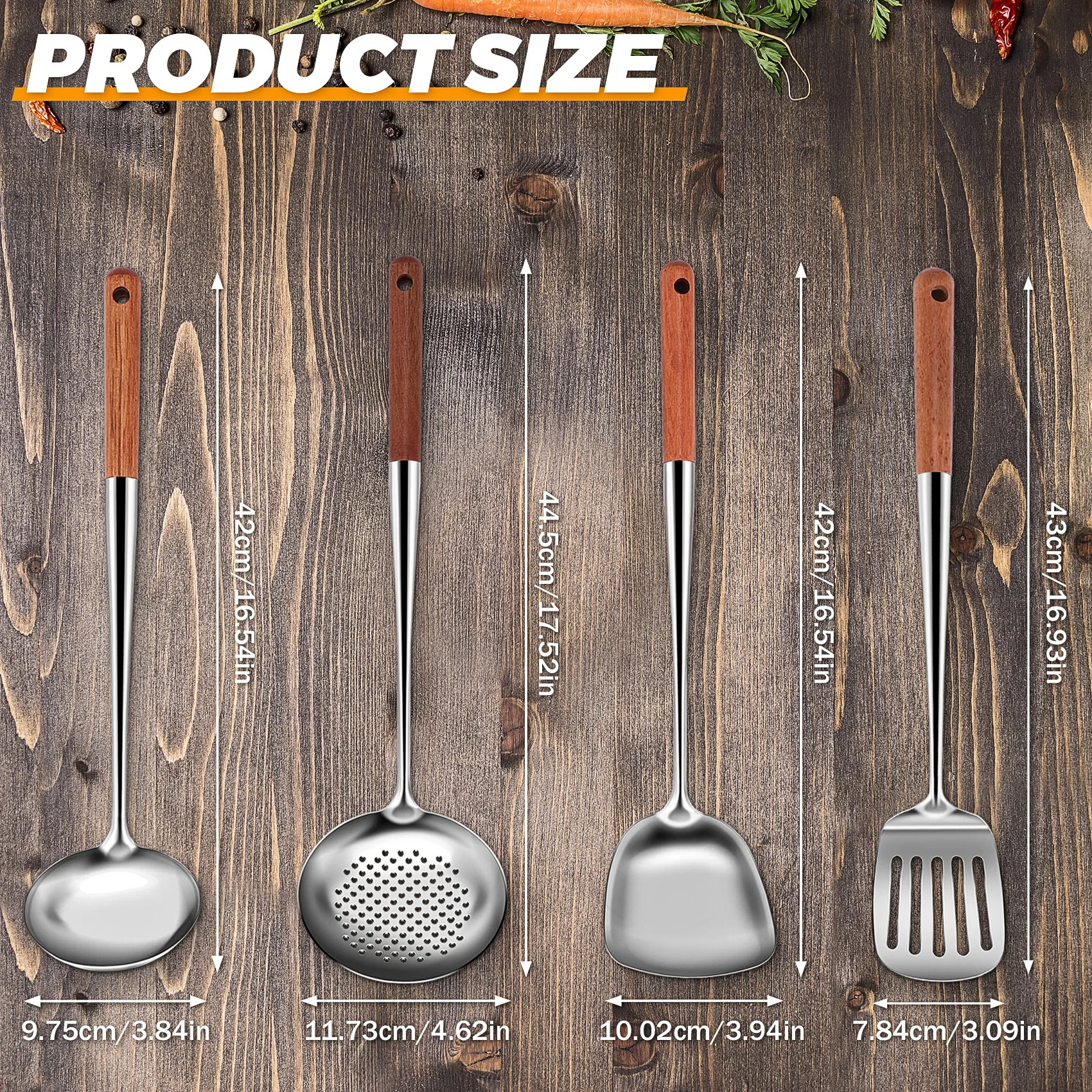 

HOT!Long Handle Stainless Steel Wok Spatula Kitchen Slotted Turner Rice Spoon Ladle Cooking Tools Utensil Set