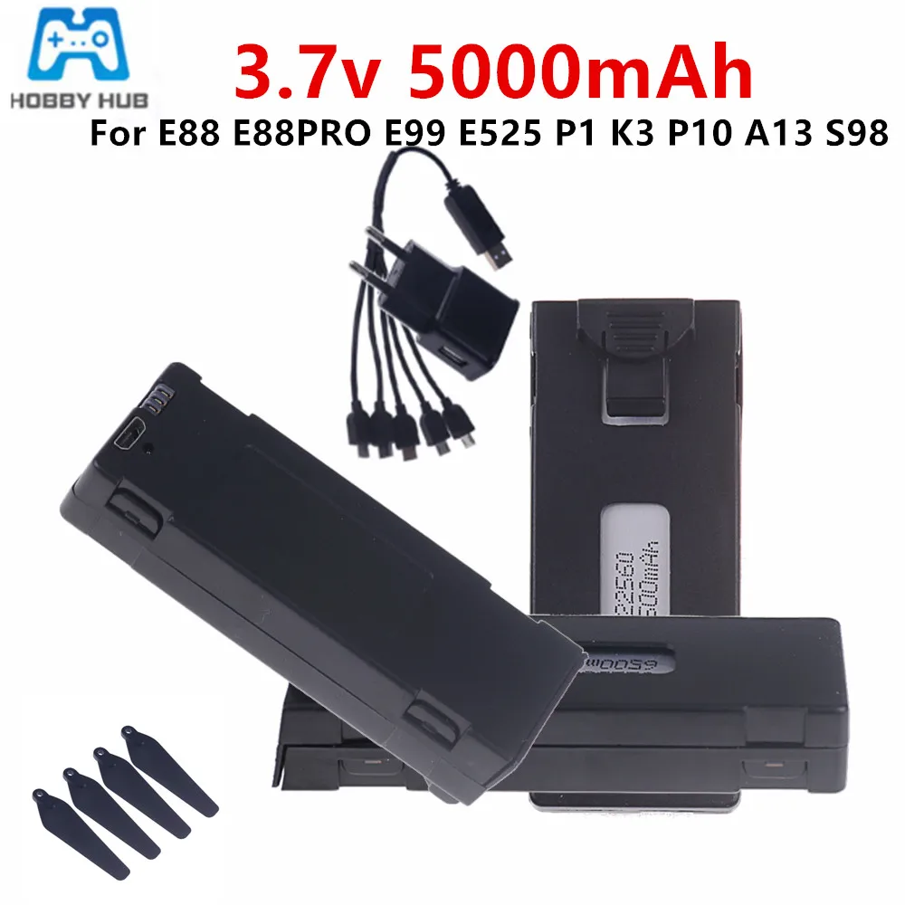 

3.7V E88 5000mAh Rechargeable Li-ion Battery For RC Drone E88 E88PRO E99 P1 K3 P10 A13 S98 E525 RC Quadcopter Parts Battery