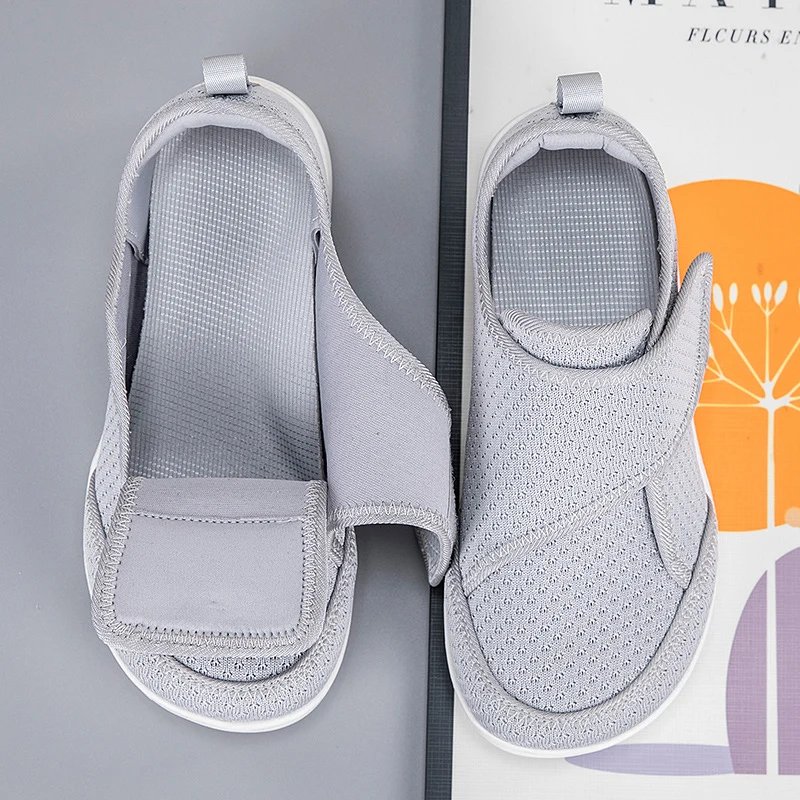 Men Women Open Shoes for Elderly Adjustable Diabetic Shoes Swollen Foot Fat Wide Hallux Valgus Bunion Orthopedics Thumb Eversion