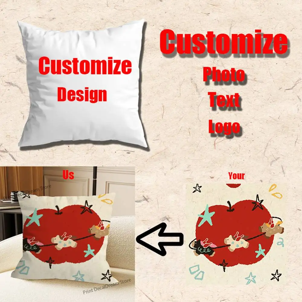

Custom DIY Design Pillow Case Plush Fabric Soft Pillowcase Double Sided Print Sofa Cushion Cover Throw