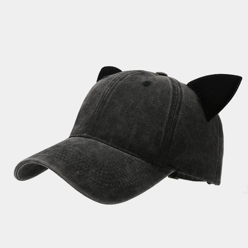 Niedliche Baseballkappe mit Katzenohren, Damen-Sommerkappe mit weichem Oberteil, personalisierte Mütze für Studentenpaare, Herren-Hip-Hop-Streetwear – Detail 4