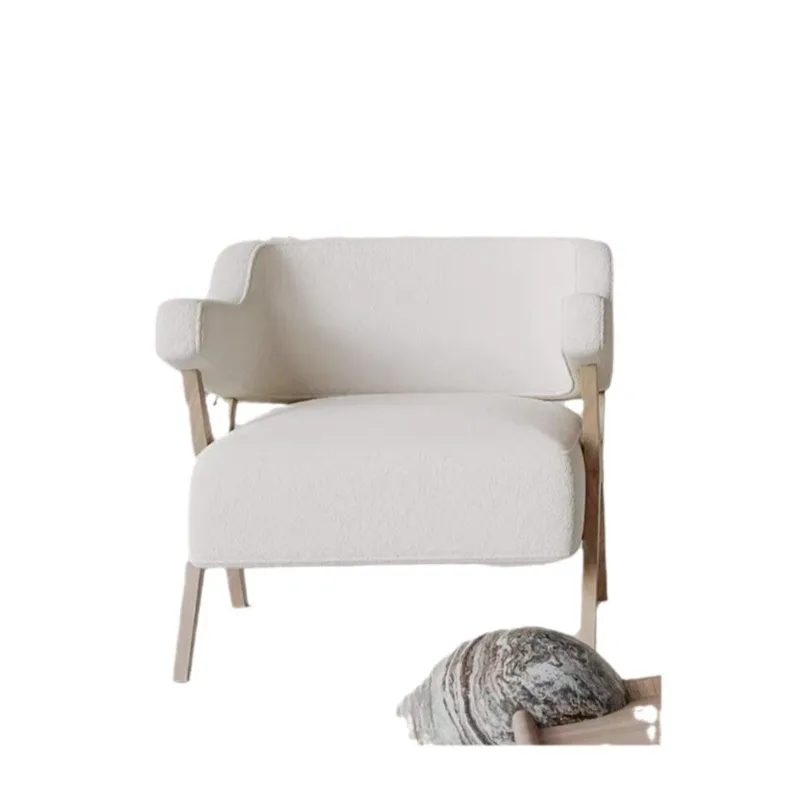 

Modern light luxury club hotel sofa cream wind arc homestay hotel simple leisure special shape