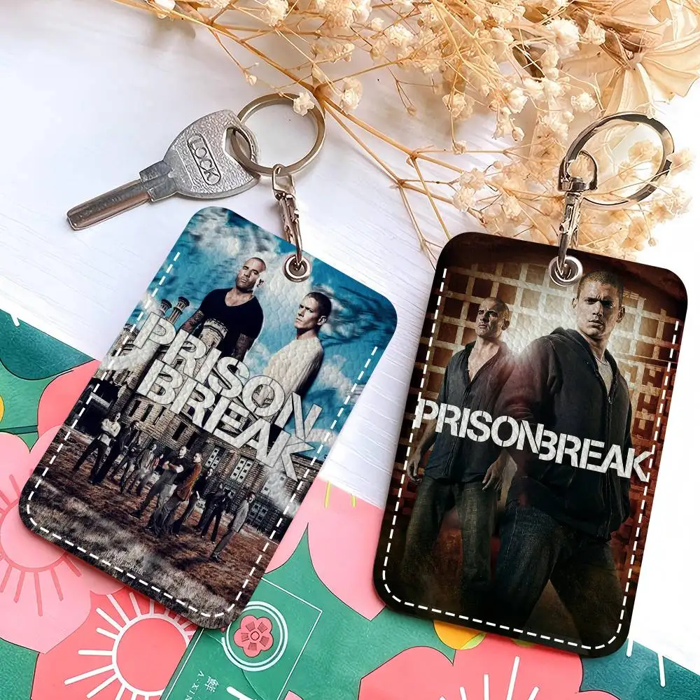 HighDefinition Prison Break Classic TV Series Trendiges Leder-Kartenetui mit Schlüsselanhänger, robuster Halter für Kredit- und Transitkarten