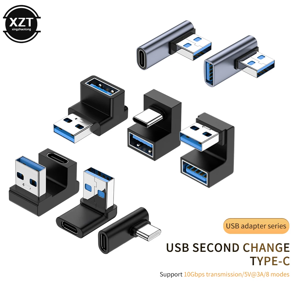 USB C Adapters U-Shape Straight Angle Adapter Type C Female to Type C Male 10Gbps Fast Data Adapter Converter Charging Adapters