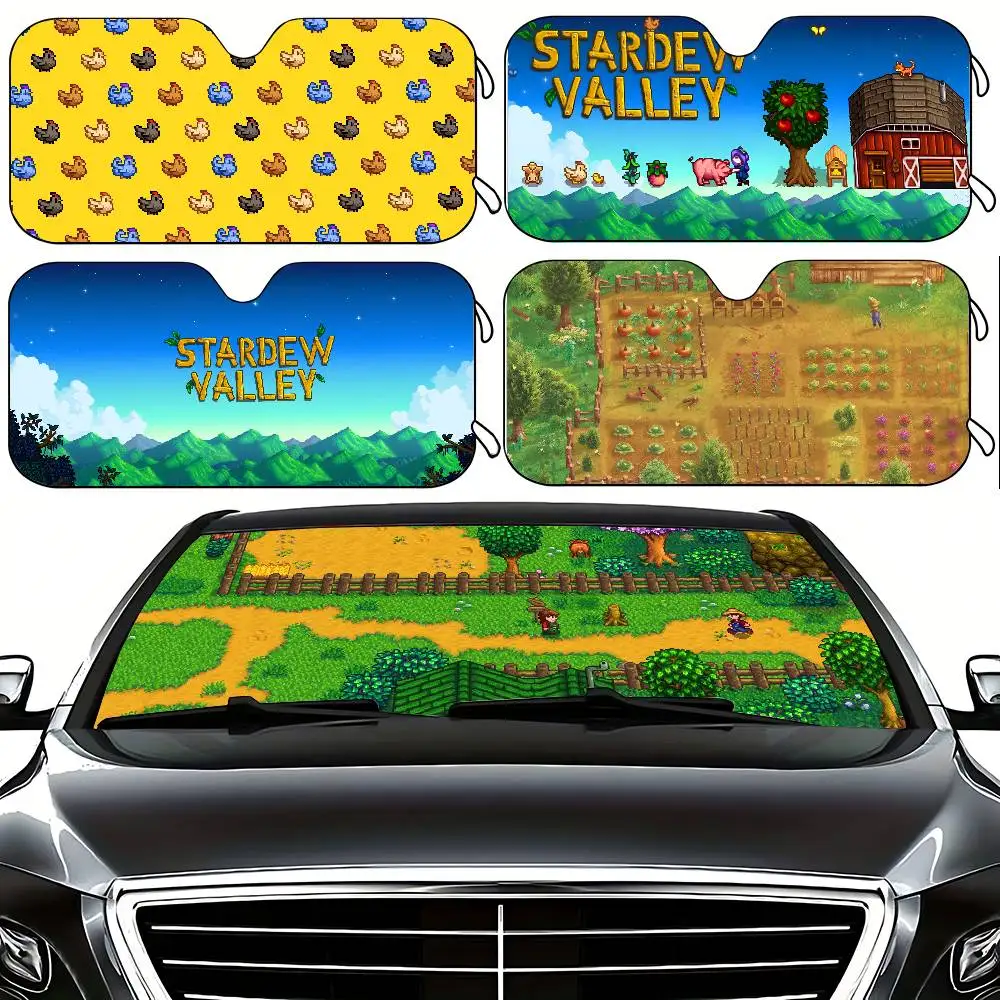 S-Stardew Valley لعبة مظلة السيارات الستائر 130x70 سنتيمتر سيارة ظلة غطاء الزجاج الأمامي UV حماية السيارات قناع اكسسوارات للسيارات #1