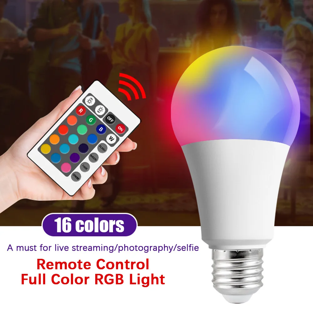 

5/10/15W E27 Smart Control Lamp RGB Led Light Festival Party Ambient Stage Lights RGBW White Bulb Room Home Decor