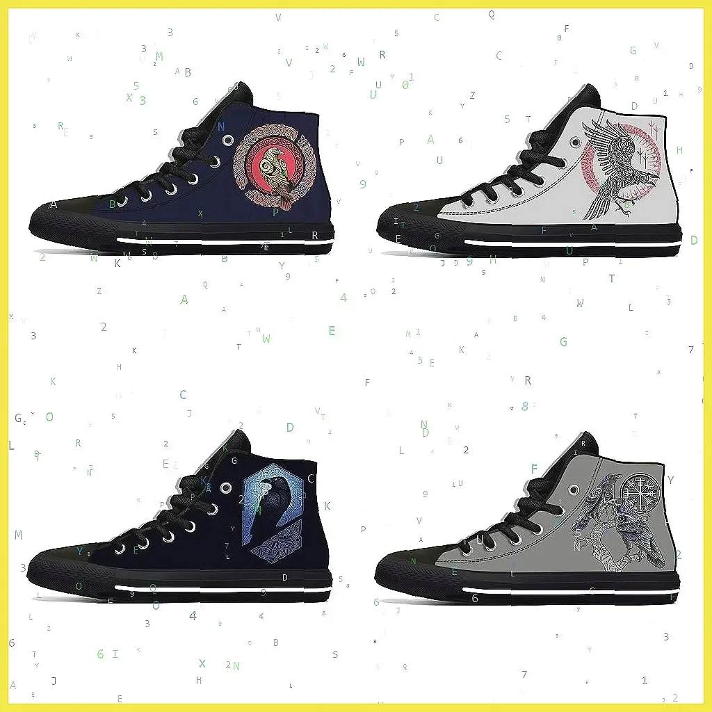 

Viking Raven Huginn Muninn High Top Sneakers, Breathable Lightweight Casual Shoes for Men and Women