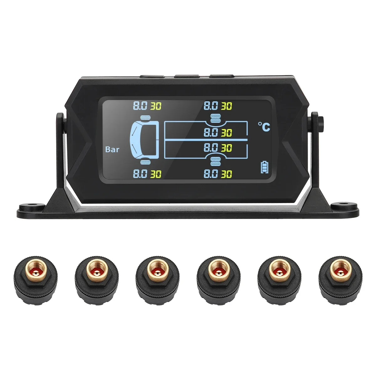 0-8 0-16 Bar 116 217 PSI Big Screen 180 Degree Adjustable 6 Wheels Truck TPMS Tyre Tire Pressure Monitoring System Sensor