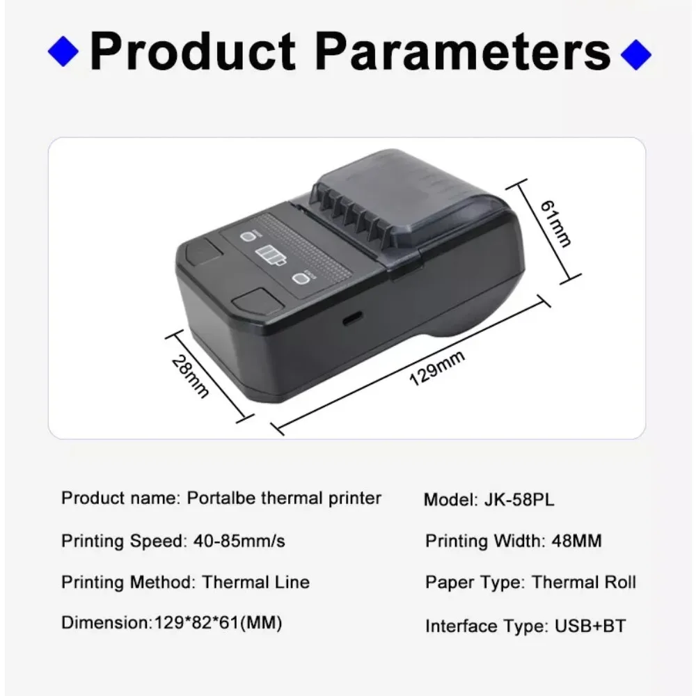 Wireless Small Phone Handheld Sticker Label Mini Printer Bt Portable Thermal Paper Barcode Printer with IOS and Android System