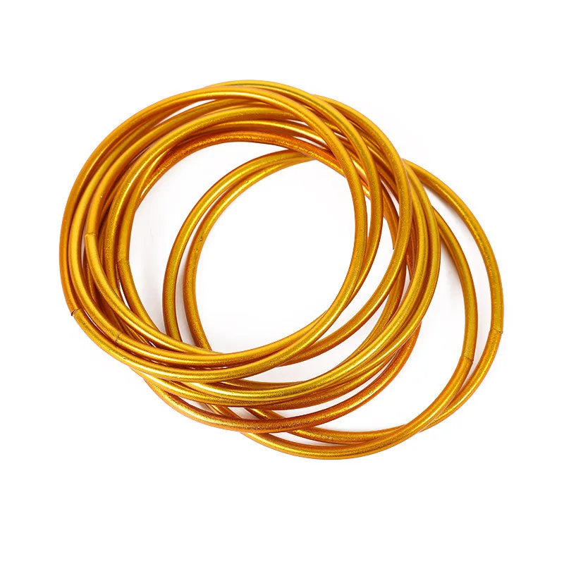 10pcs Ultra-Thin Multi-Layer Silicone Bracelet Set 0.12in/3mm Stackable Bangles for Women Daily Wear Fashion Jewelry Accessory