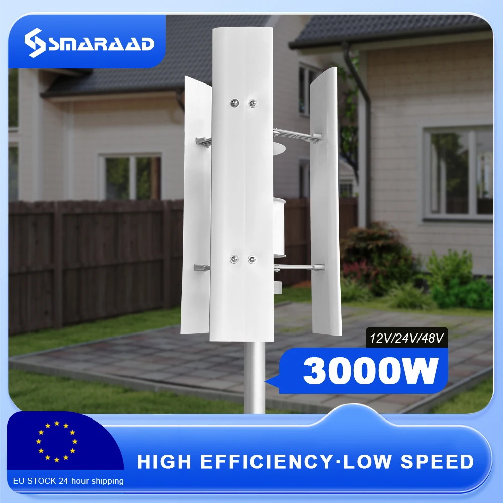 Turbina eólica Vertical de 3000W, Polonia, entrega rápida, 12V/24V/48V, controlador MPPT sin ruido, entrega sin impuestos en Polonia