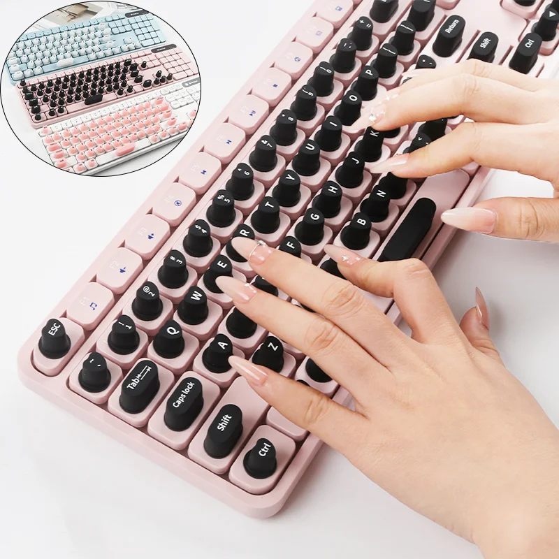 70 Stück erhöhte Tastaturaufkleber für lange Nägel, universelle Nail-Art-Tastaturblasen, weiche Silikon-Tastenkappen für Mädchen, Büro, Gaming