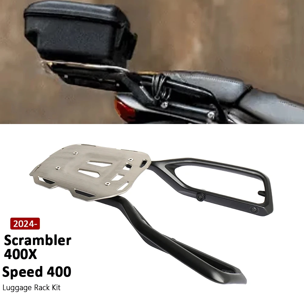 

Motorcycle Rear Luggage Rack Carrier Case Support Holder Cargo Bracket accessory Fit For Scrambler 400X Speed 400 2024 2025