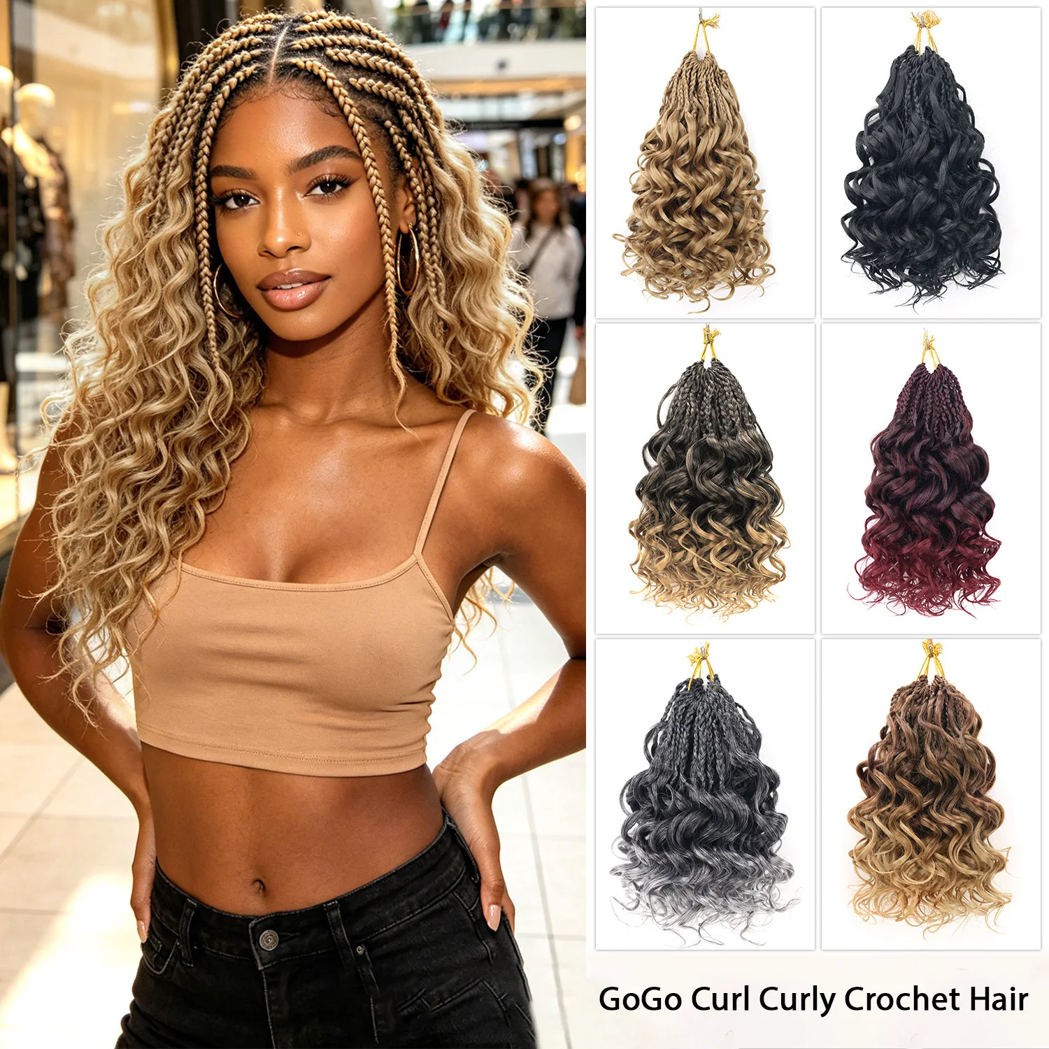 

8-12inch Short Curly Crochet Hair for Women, Pre Twisted Pre Looped Synthetic Braiding Hair Extensions