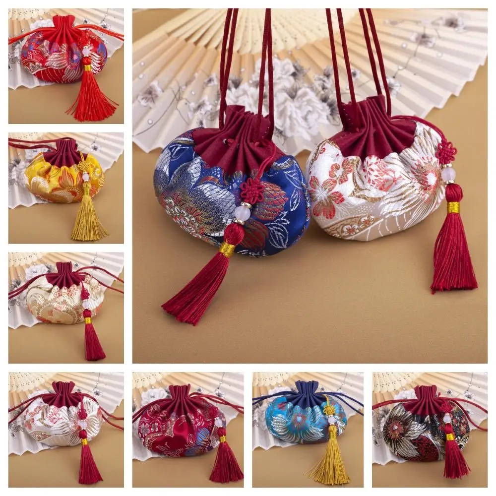 

Фестивальная сумка «Лодка-дракон», саше с цветочной вышивкой, упаковка для ювелирных изделий, парчовая сумка для хранения ювелирных изделий, маленькая сумка с ретро-узором