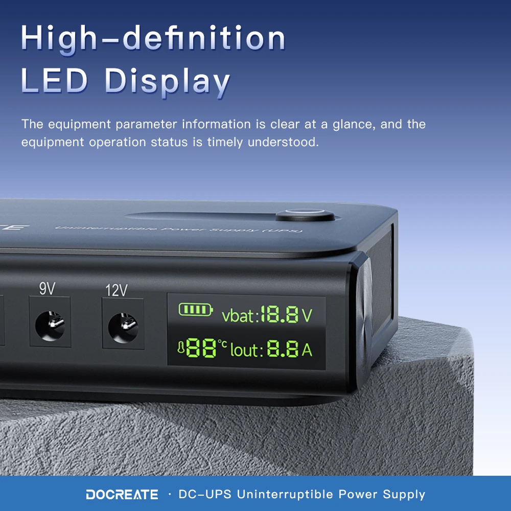 DC 36W DC1036L Mini UPS 1A/2A 5V/9V/12V/15V/24V Large Capacity Multipurpose Portable UPS Backup Power Adapter for WiFi, Router
