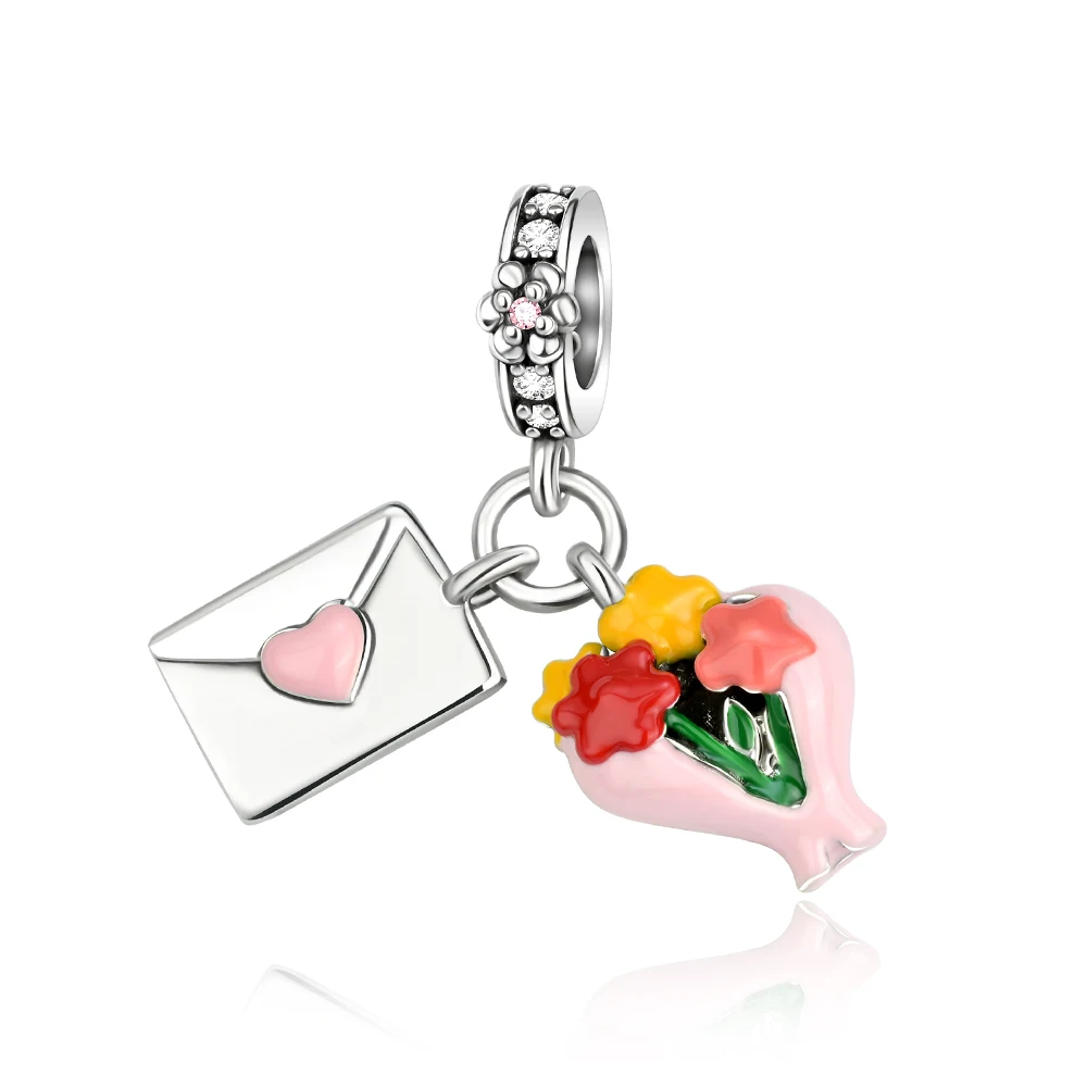 

Danturn 925 Sterling Silver Beads Graduation Flowers, Envelope Charm fit Snake Chain Bracelet Fashion Women Jewelry Making