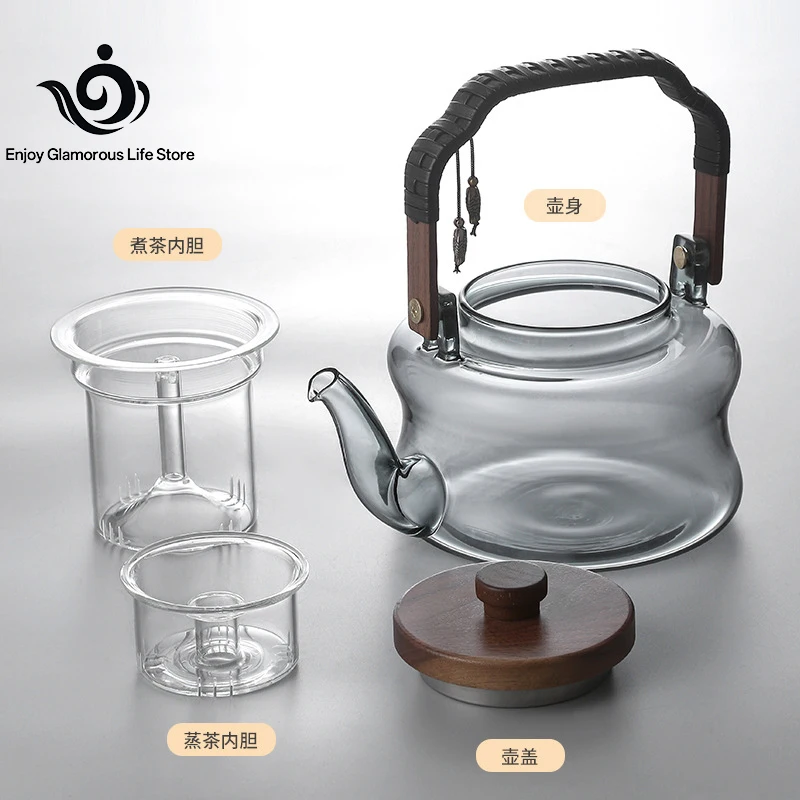 

Beam filter teapot boiling teapot beam kettle boiling tea steamer Glass tea set flower teapot home kettle brewing teapot