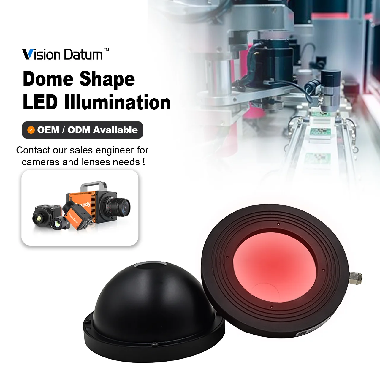 

High Density SMD LED Dome Shape Illumination For Visual Color Text Determination Inspections On Glossy Surfaces