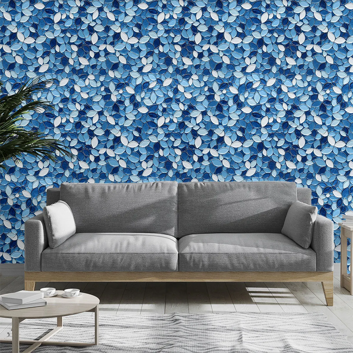 Watercolor Blue Hydrangea Floral PVC Wallpaper Peel and Stick Waterproof Removable Self-Adhesive Flower Wall Decor for Home