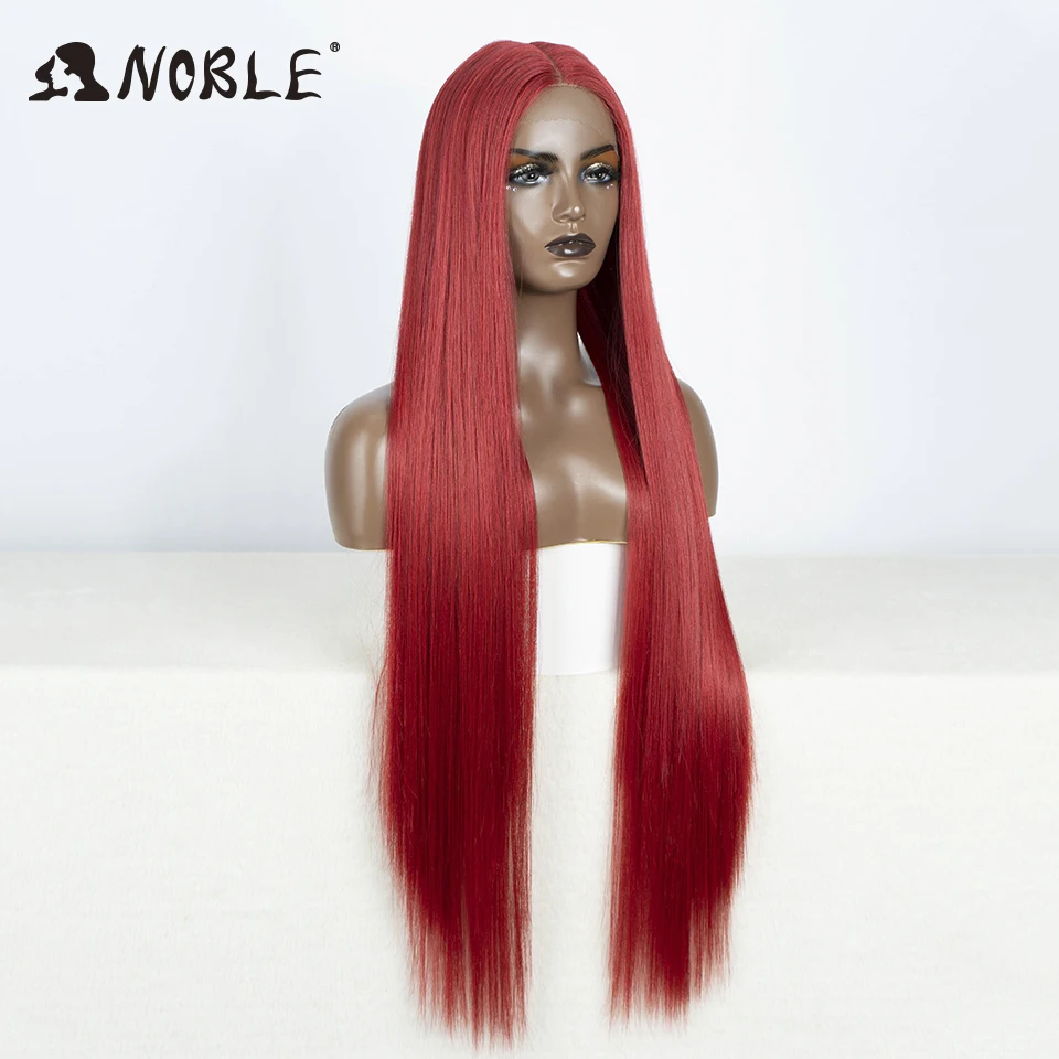 Noble Lace Front Wig 38 Inch Red Wig Long Straight Lace Wig Blonde Hair Wigs Cosplay Wigs For Women synthetic lace front wigs