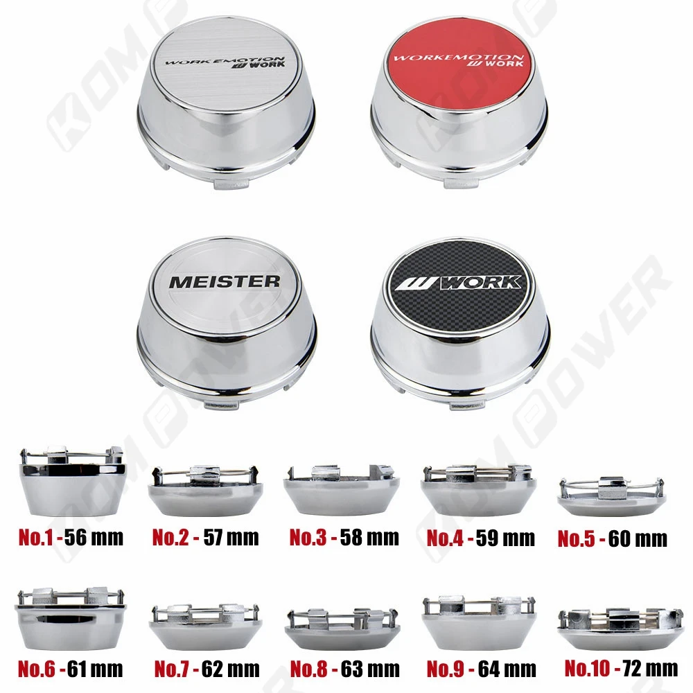 4PCS JDM Sport Rim WORK EMOTION Center Cap 56MM/57MM/58MM/59MM/60MM/61MM/62MM/63MM/64MM/72MM VS Hubcap MEISTER Wheel Cover Caps