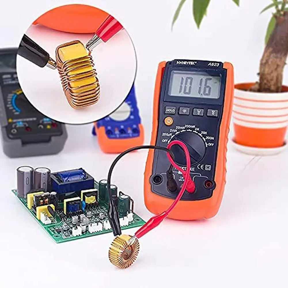 Digital Inductance Meter A623 CE Certified Inductor Tester with Flashlight Large LCD Display Battery Powered Easy to Use