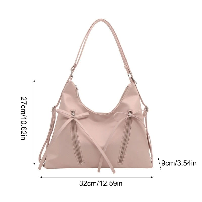 Mochila cuero PU para mujer y niña, bolso hombro convertible con lazo dulce Ballet