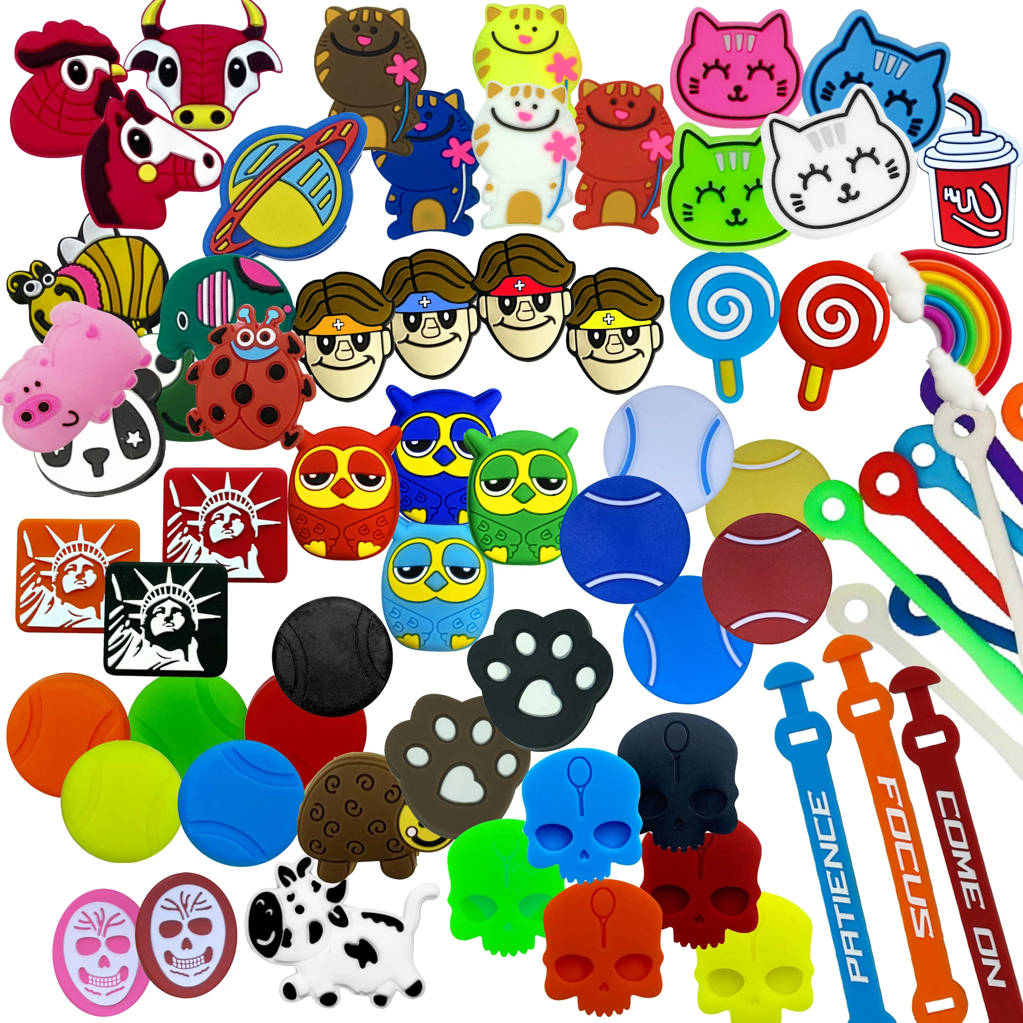 

5/6/12/16 Pack Tennis Racket Dampener Anti-Shock Vibration Dampeners Animal Cartoon Shock Absorbers Silicone Tennis Accessories