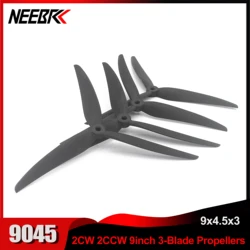 NEEBRC 9045 2Pairs(2CW+2CCW) 9X4.5X3 3-Blade Glass Fiber Nylon Propeller for 9inch FPV Racing Drone RC Plane Quadcopter