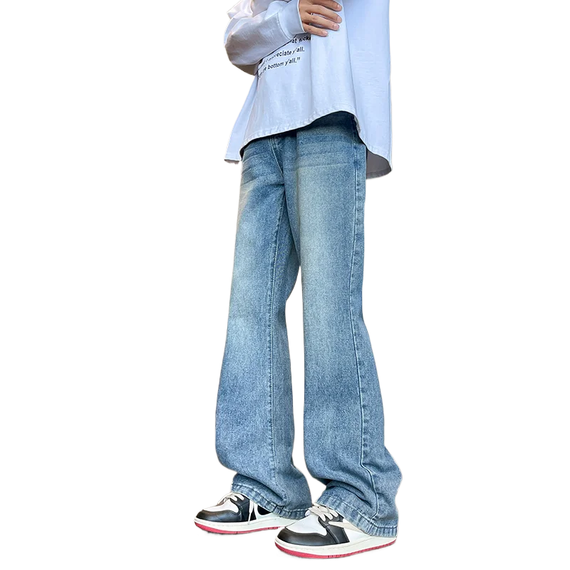 2025 Spring/Summer New Men's Micro flared Cowboy Pants Street Wear Blue American Style Men's Pants Full length flared Pants Men'