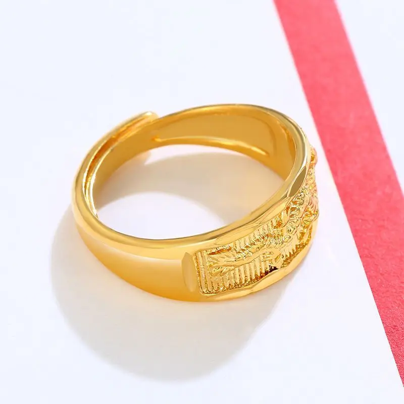 أسعار الجملة - خواتم التنين للرجال والنساء لون الذهب الخالص الأزياء والمجوهرات لا النيكل #3