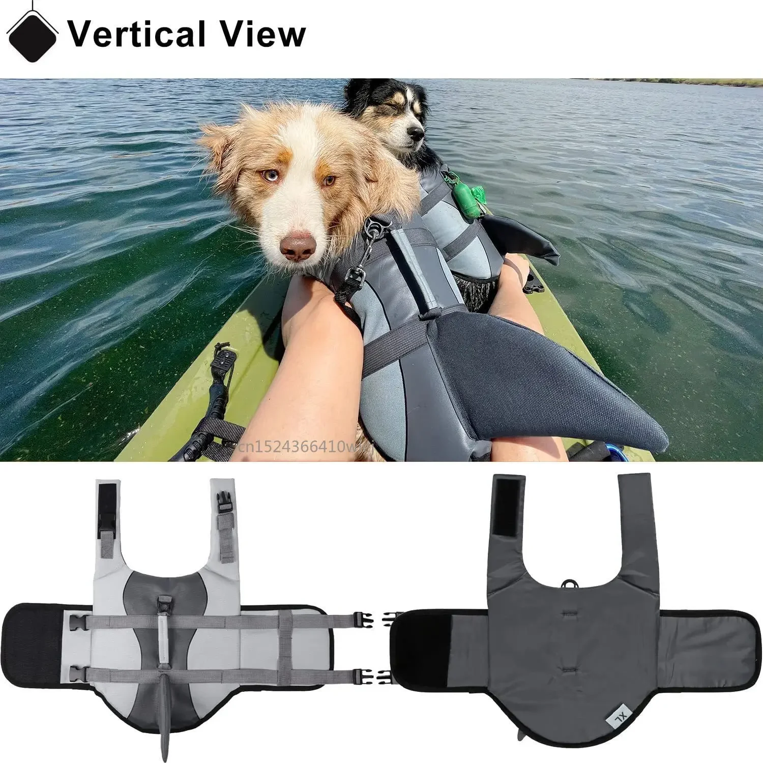 Shark Dog Life Jacket Enhanced Buoyancy Small Dogs Swimming Clothes Safety Vest with Handle for Medium Large Dogs Surfing