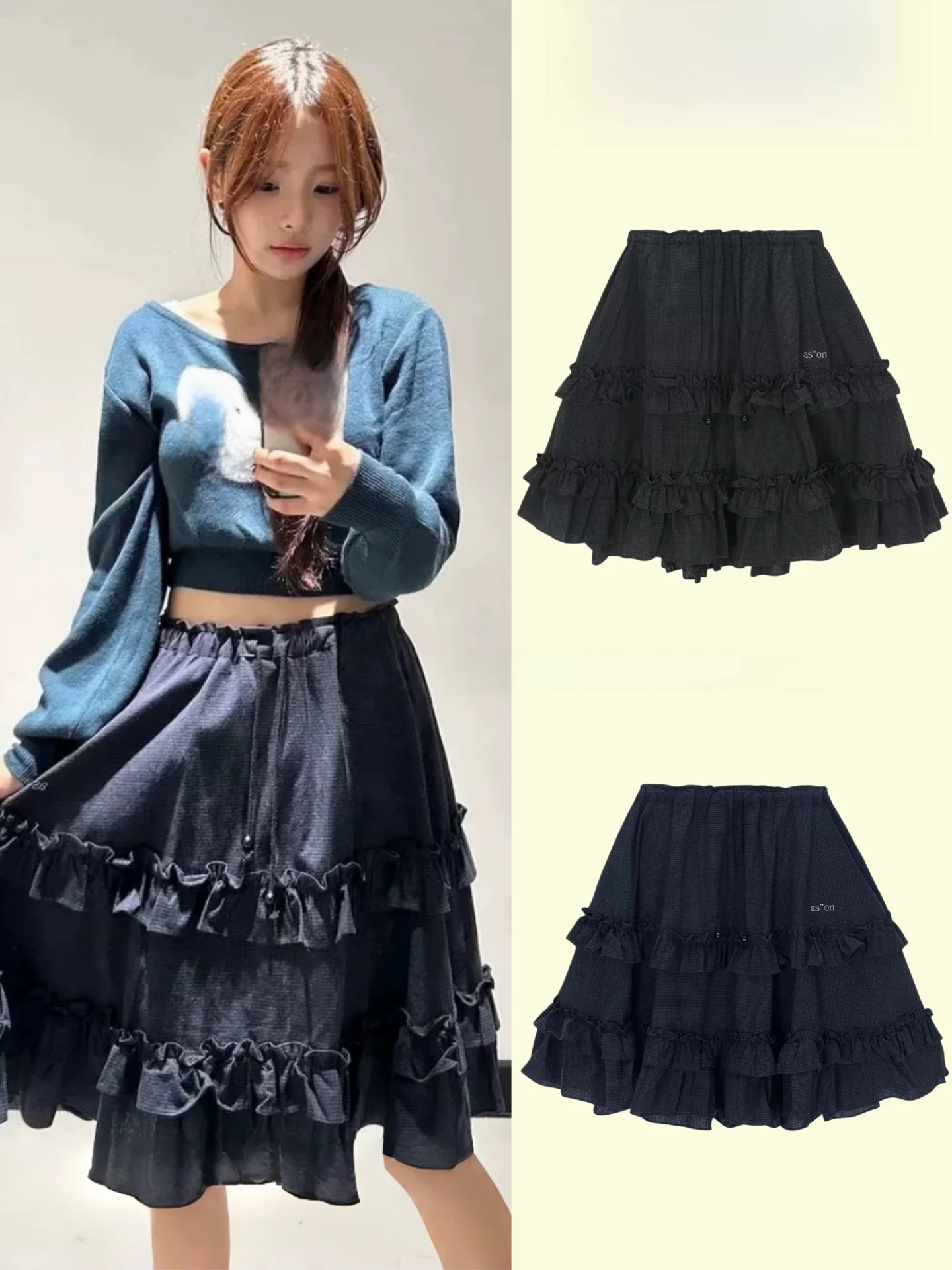 

Новая женская плиссированная юбка-кейк с высокой талией и принтом в клетку, свободного кроя, на резинке, весна-лето 2026