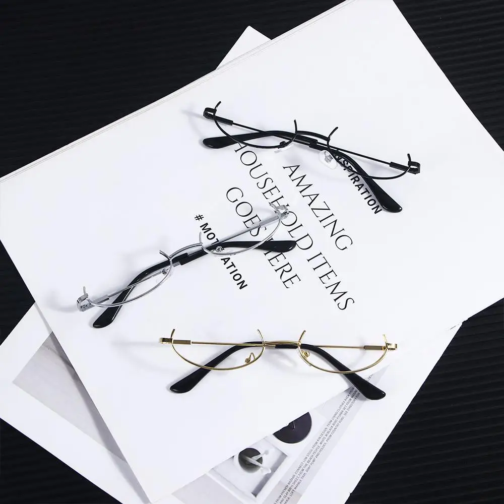 男性女性眼鏡レンズなしハーフフレーム眼鏡フレームオーバル眼鏡フレーム眼鏡フレーム写真撮影装飾