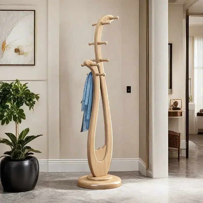 Solid Wood Clothes Rack Standing Entrance Hall Thickened Floor-standing Clothing Rack High Load-bearing Capacity Home Furniture
