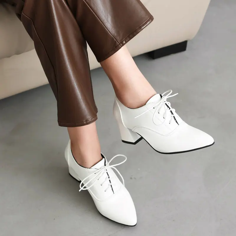 REAVE CAT Design Women Pumps Pointed Toe Block Heels 6cm Lace Up Big Size 41 42 43 Office Lady Elegant Female Daily Single Shoes