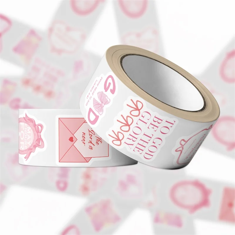 500PCS Kawaii Pink Bow Sticky Paper Sticker Labels Thank You Sticker Sealing DIY Decoration Scrapbooking Supplies for Kids