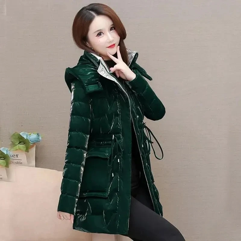 New Down Cotton Coat Women 2023 Korean Cotton Coat For Women Winter Thick Warm Long Thick Colorful Outwear Hooded Coat Lace-Up