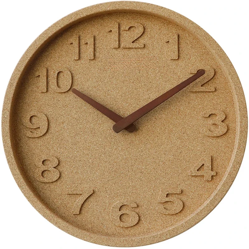 Simple Modern Eco-Friendly Cork Wall Clock 12 Inch Creative Home Clock