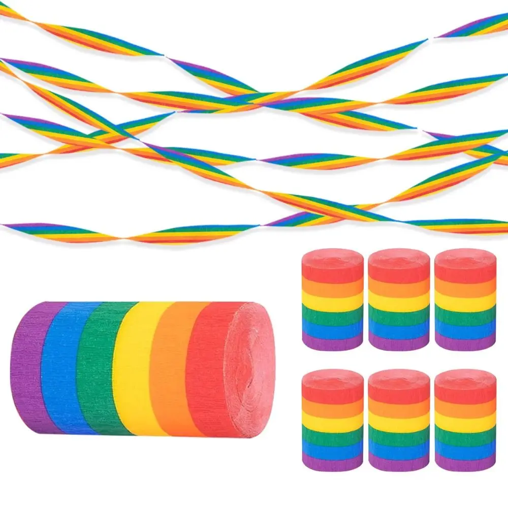 

10Rolls Colorful Rainbow Crepe Paper Vibrant Colors Residue-Free Crepe Tissue Paper Roll High-quality Easy Tear