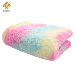 45cm/90cm Rainbow Lamb Fleece Fabric Tie Dyed Gradient Short Plush Fabric for Winter Coats, Pajamas, Quilts, Handmade DIY Fabric